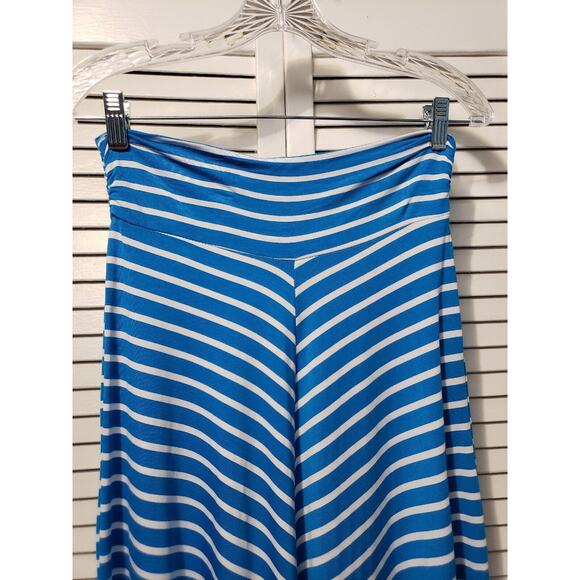 Ko Ko Ailis Maxi Skirt Women's Size Small Blue White Stripe Wide Waistband - Picture 3 of 12